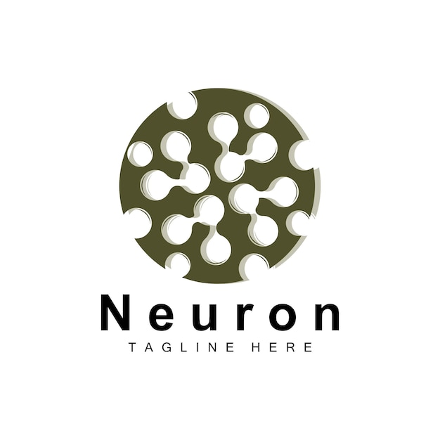 Neuron logo design illustrazione delle cellule nervose vettoriali marchio per la salute del dna molecolare