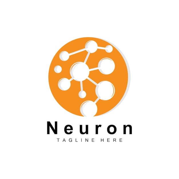 Neuron Logo Design Vector nerve cell illustration Molecular DNA health brand