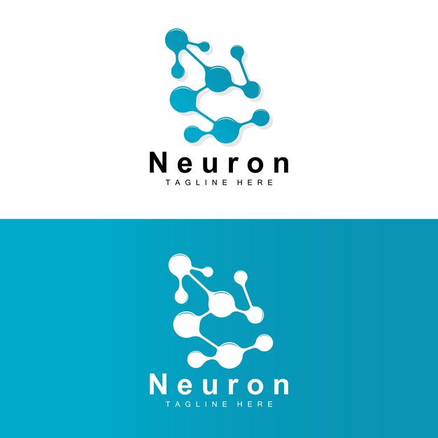 Neuron Logo Design Vector nerve cell illustration Molecular DNA health brand