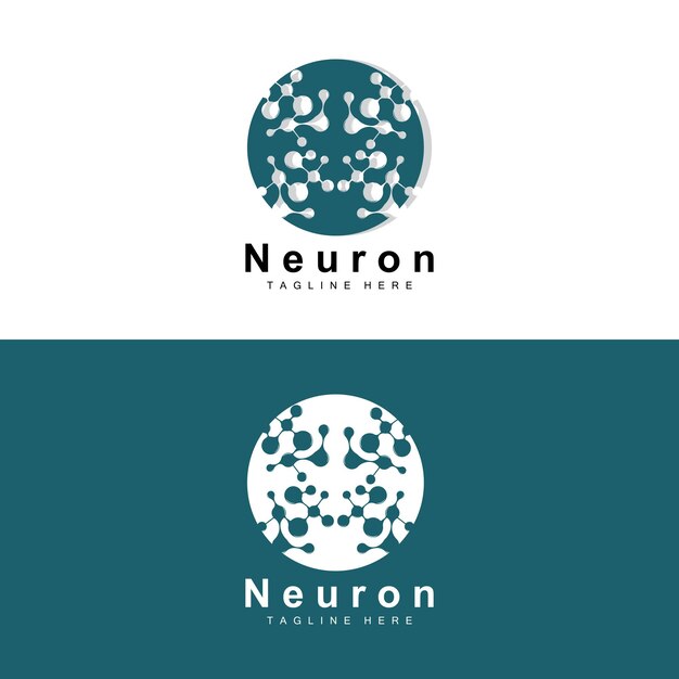 Neuron Logo Design Vector nerve cell illustration Molecular DNA health brand