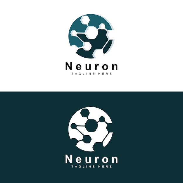 Neuron Logo Design Vector zenuwcel illustratie Moleculair DNA gezondheidsmerk