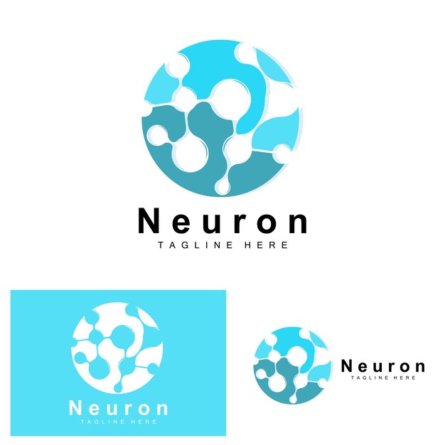 Neuron Logo Design Vector zenuwcel illustratie Moleculair DNA gezondheidsmerk