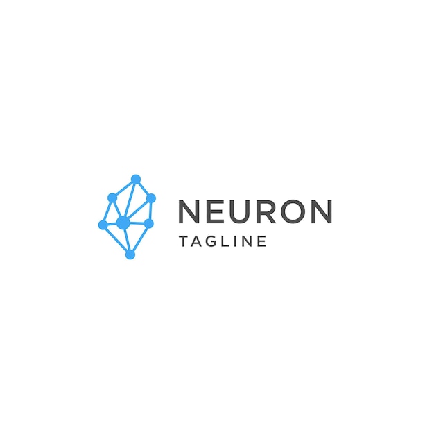 Vettore piatto del modello di progettazione dell'icona del logo del neurone