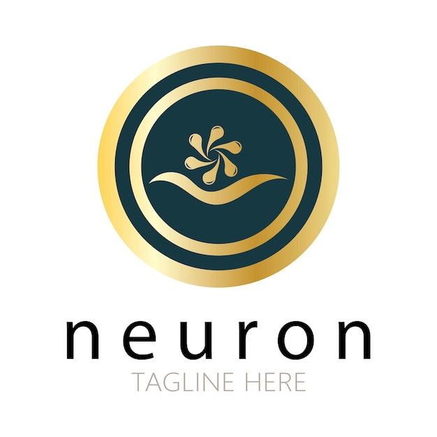Логотип нейрона или логотип нервной клетки дизайн логотипа молекулы значок шаблона иллюстрации с векторной концепцией