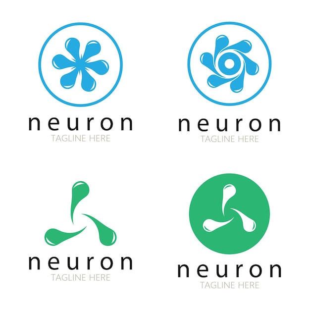 Neuron logo or nerve cell logo designmolecule logo illustration template icon with vector concept