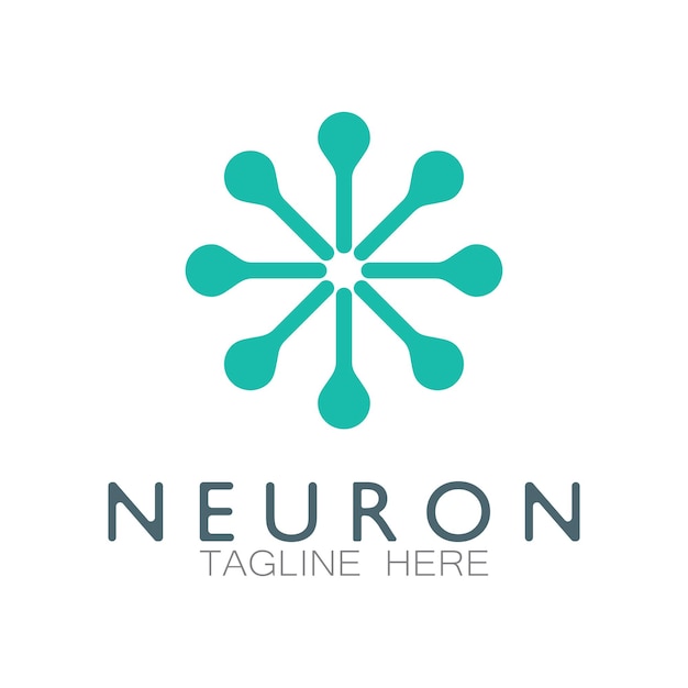 Neuron logo or nerve cell logo designmolecule logo illustration template icon with vector concept