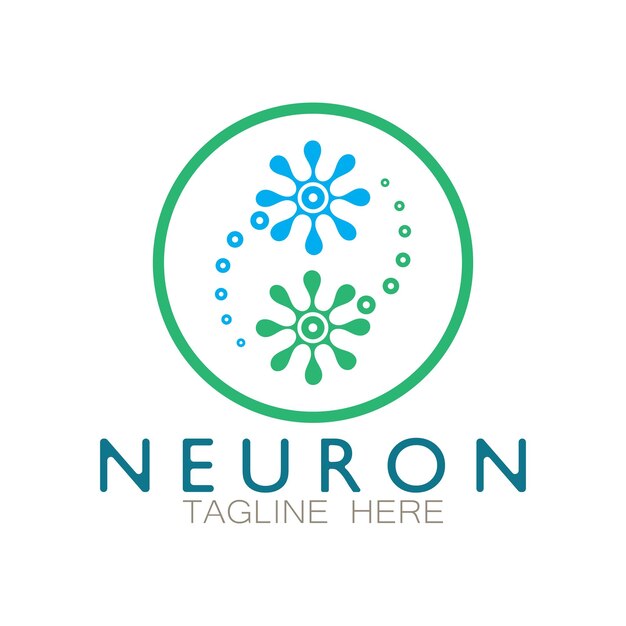 Neuron logo or nerve cell logo designmolecule logo illustration template icon with vector concept