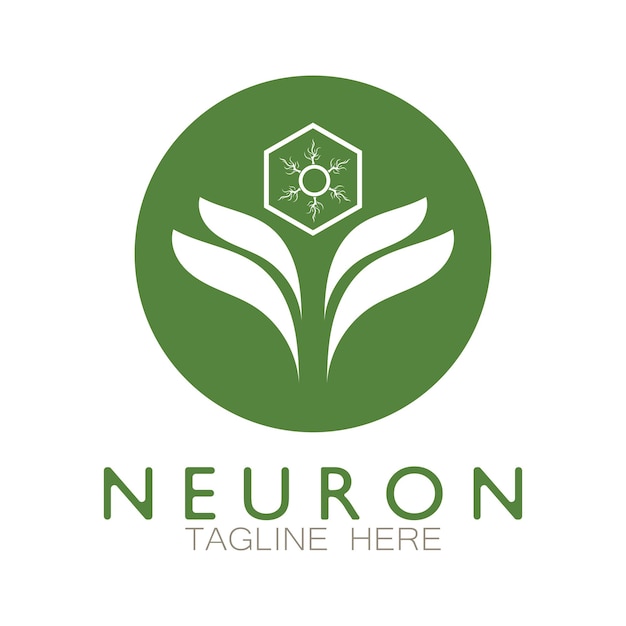 뉴런 로고 또는 신경 세포 로고 디자인 벡터 개념을 가진 분자 로고 그림 템플릿 아이콘