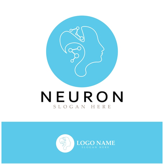 Neuron logo or nerve cell logo designmolecule logo illustration template icon with vector concept