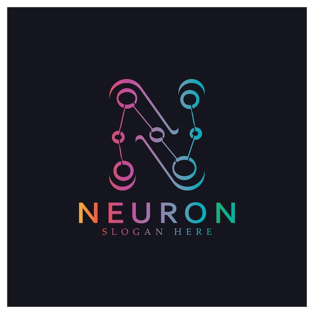Логотип нейрона или логотип нервной клетки дизайн логотипа молекулы значок шаблона иллюстрации с векторной концепцией