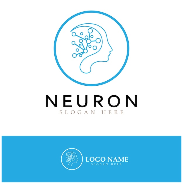 Neuron logo or nerve cell logo designmolecule logo illustration template icon with vector concept