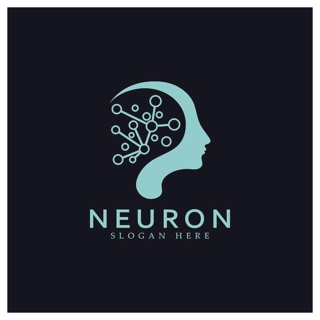 Neuron logo or nerve cell logo designmolecule logo illustration template icon with vector concept