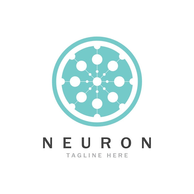 Neuron logo or nerve cell logo designmolecule logo illustration template icon with vector concept