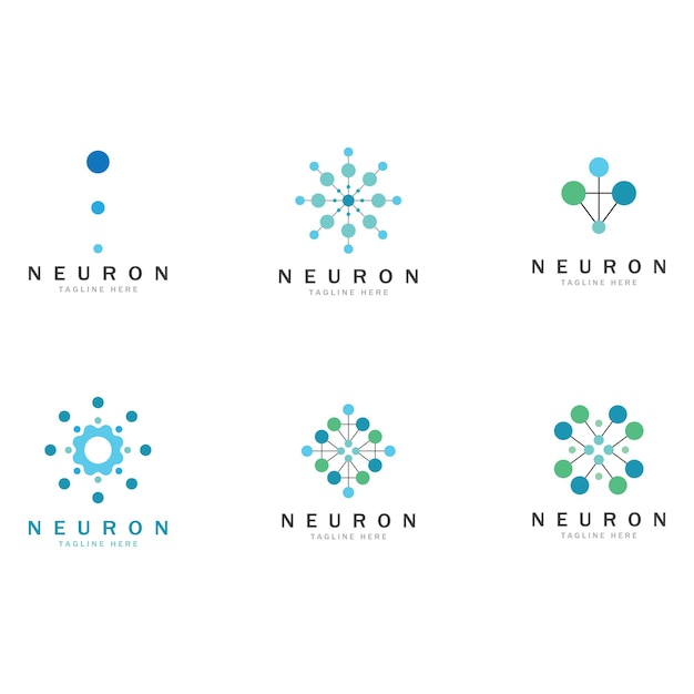 Neuron logo or nerve cell logo designmolecule logo illustration template icon with vector concept