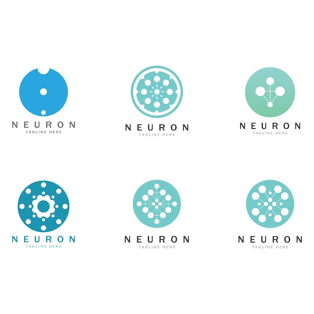 Neuron logo or nerve cell logo designmolecule logo illustration template icon with vector concept