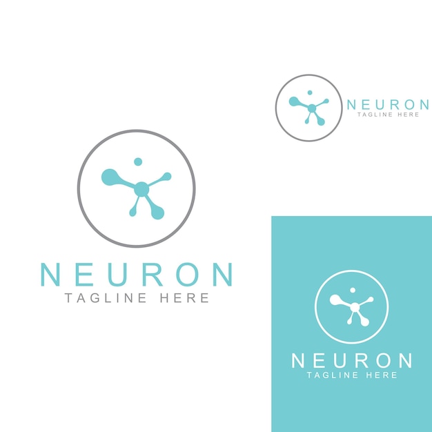 Neuron logo or nerve cell logo with concept vector illustration template