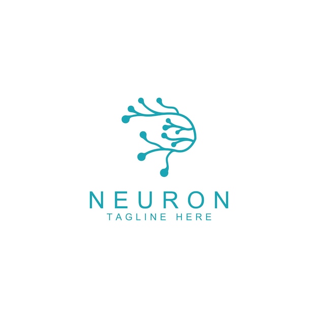 Logo neurone o logo delle cellule nervose con modello di illustrazione vettoriale concettuale