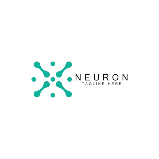 Logo neurone o logo delle cellule nervose con modello di illustrazione vettoriale concettuale