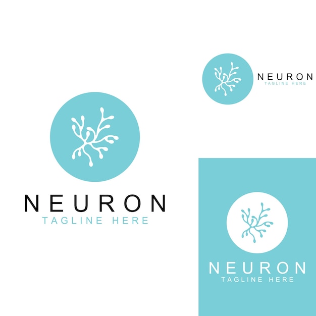 Logo neurone o logo delle cellule nervose con modello di illustrazione vettoriale concettuale