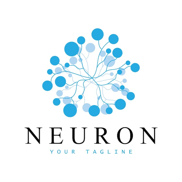 뉴런 로고 또는 신경 세포 로고 디자인 분자 로고 일러스트레이션 템플릿 아이콘과 터 개념