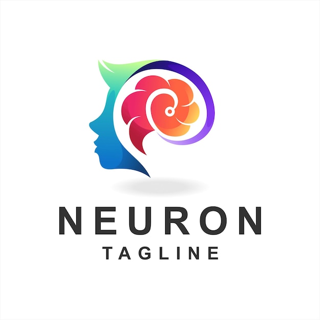 Vector neuron logo with gradient color concept