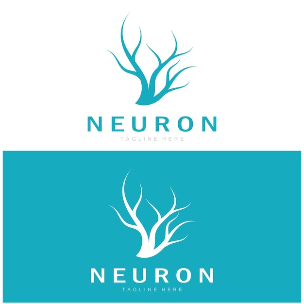 ニューロン海草または神経細胞のロゴデザインベクトルの概念を持つ分子ロゴイラストテンプレートアイコン