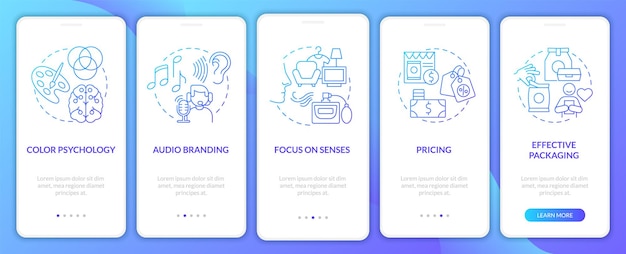 Neuroscience in marketing onboarding mobile app page screen