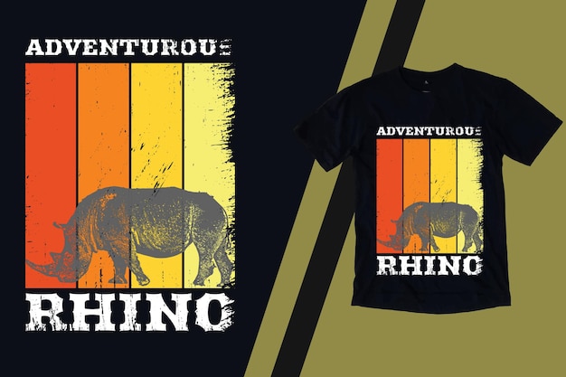 Neushoorn avontuur retro t-shirt ontwerp