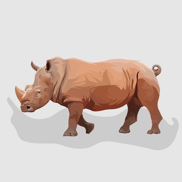 Neushoorn geïsoleerd realistische handgetekende vector en illustraties witte achtergrond