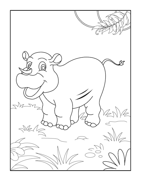 Neushoorn Kleurboek voor kinderen Kleurplaten met wilde dieren voor kinderen