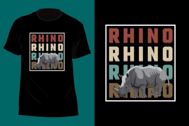 Neushoorn T-shirt Ontwerp Retro Vintage