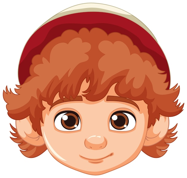 Vector neutral expression of redheaded boy in beanie hat