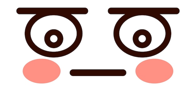 Neutrale gezichtsuitdrukking kawaii emoji Emotiesloos hoofd geïsoleerd op witte achtergrond