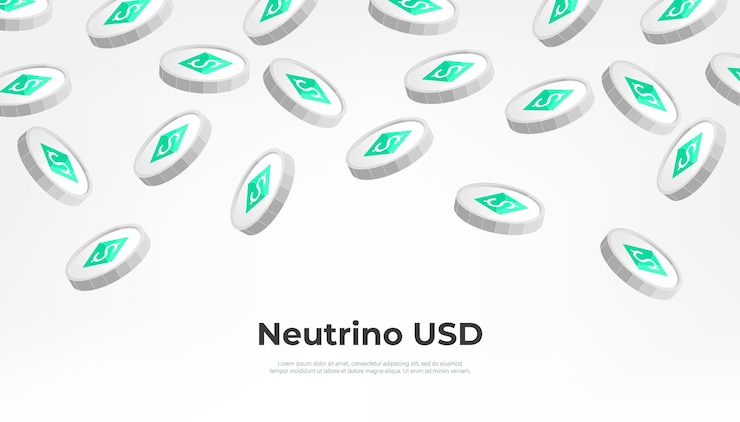 Vector neutrino usd usdn coin falling from the sky usdn cryptocurrency concept banner background