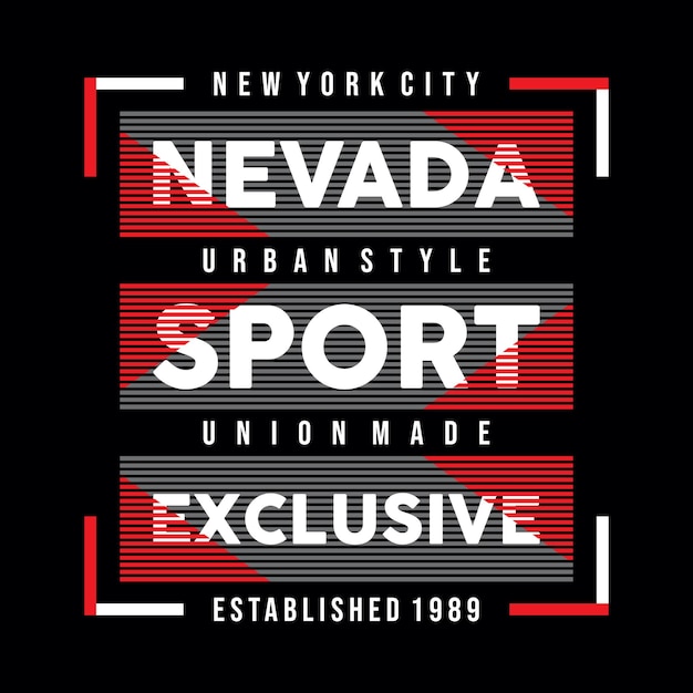 Nevada sport new york city typografie ontwerp voor printklare t-shirts premium vector