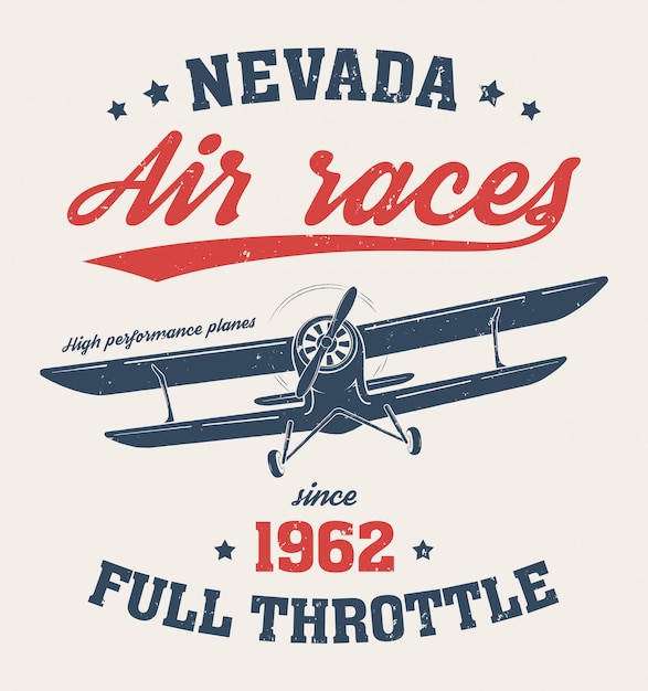 Vector nevada tshirt , print, typography, label with old airplan