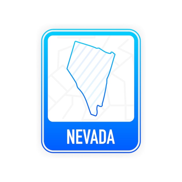 ネバダ州-米国の州。青い看板に白い色の等高線。アメリカ合衆国の地図。ベクトルイラスト。