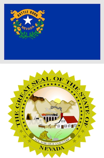 Nevada US State Flag and Coat of Arm Design