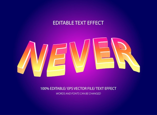 Never 3d editable text effect template