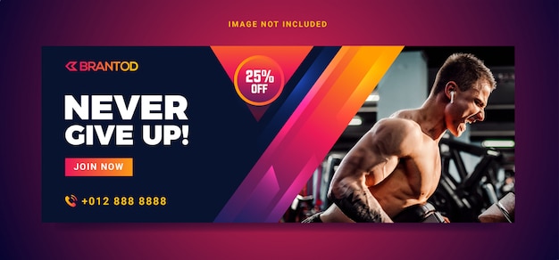 Never give up fitness and sport banner