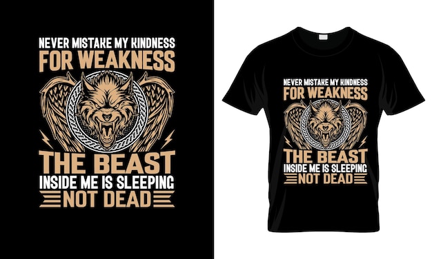 私の優しさを弱点と勘違いしないでください 野 ⁇ のカラフルなグラフィックTシャツ 狼のTシャツデザイン