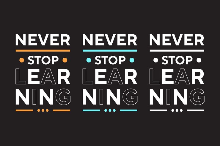 Vector never stop learning best text effect typography t shirt design