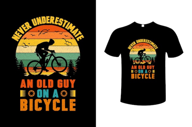 Никогда не недооценивайте старика на велосипедном векторном шаблоне дизайна футболки