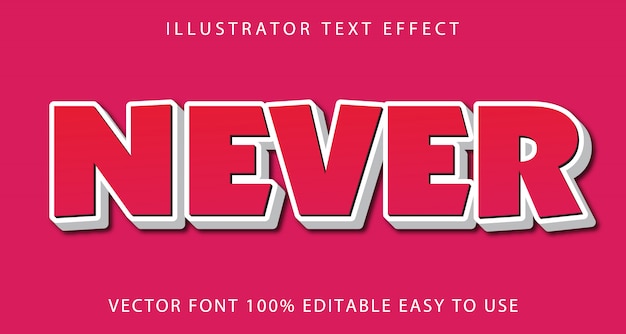 Never Vector Editable Text Effect