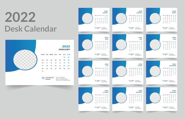 New 2022 desk calendar template