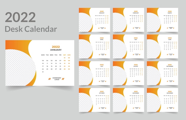 New 2022 desk calendar template