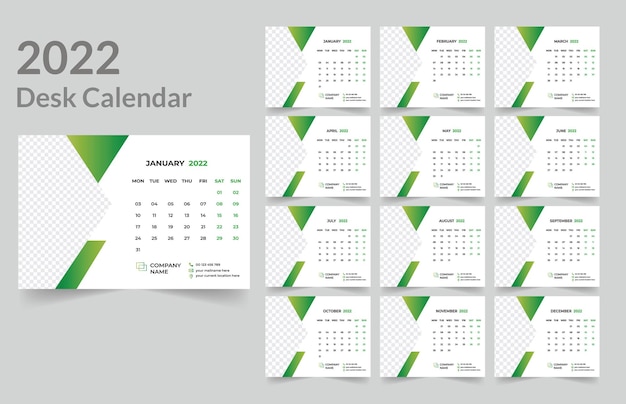 New 2022 desk calendar template