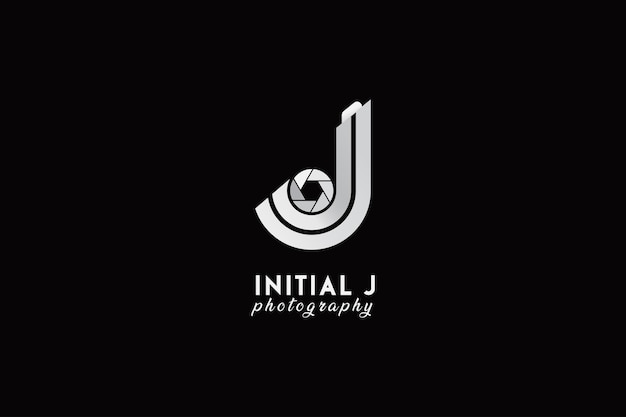 new abstract initial letter j camera lens capture logo design template