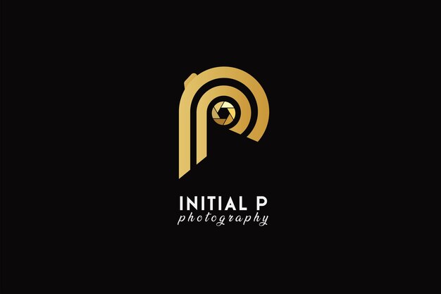 new abstract initial letter p camera lens capture logo design template