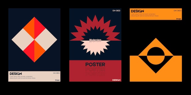 New aesthetics of modernism in poster design vector cards. Brutalism inspired graphics.